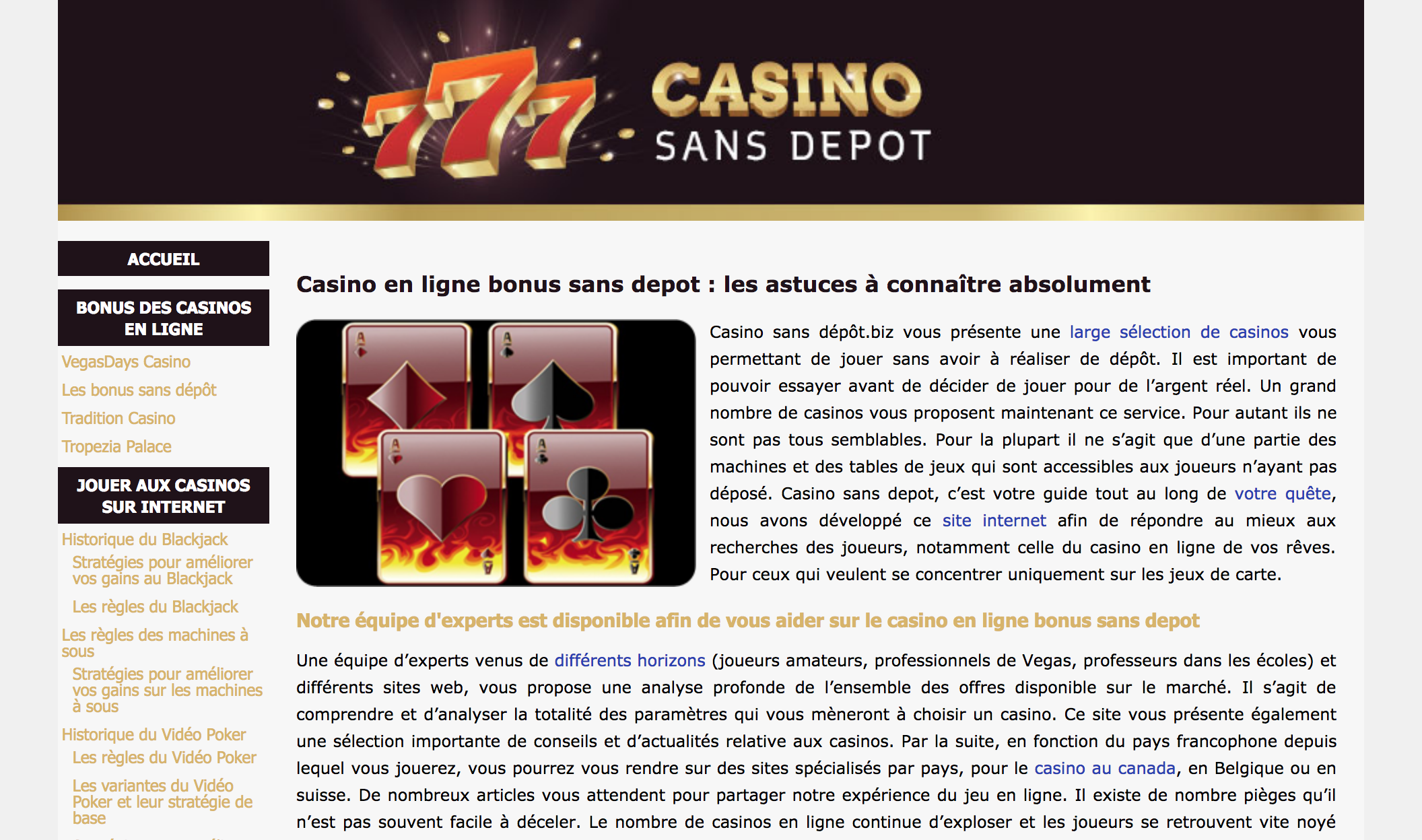 Casino en ligne bonus sans depot guide