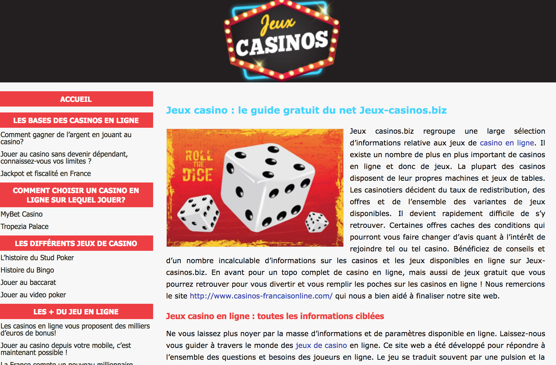 Jeux de casino guide